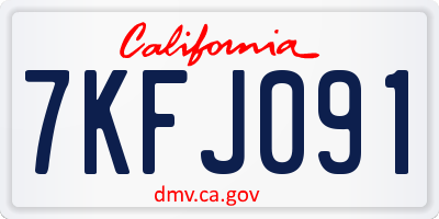 CA license plate 7KFJ091