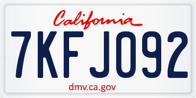 CA license plate 7KFJ092