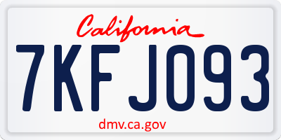 CA license plate 7KFJ093