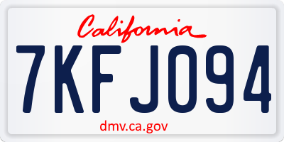 CA license plate 7KFJ094