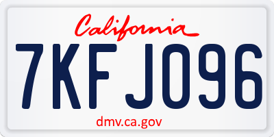 CA license plate 7KFJ096