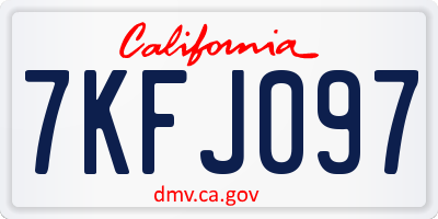 CA license plate 7KFJ097
