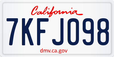 CA license plate 7KFJ098