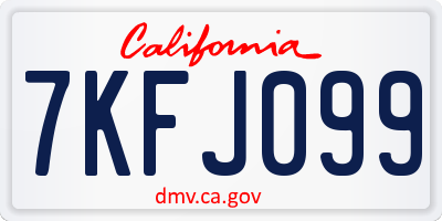CA license plate 7KFJ099
