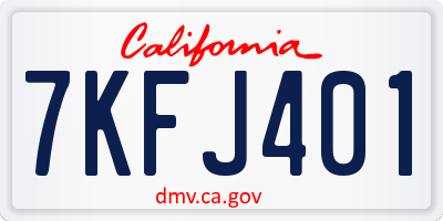 CA license plate 7KFJ401