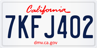 CA license plate 7KFJ402