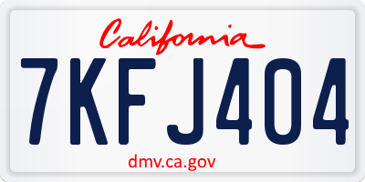 CA license plate 7KFJ404