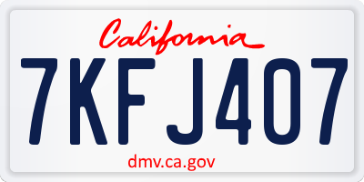 CA license plate 7KFJ407