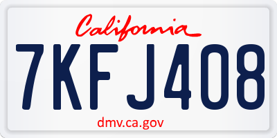 CA license plate 7KFJ408