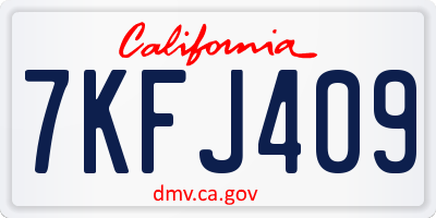 CA license plate 7KFJ409