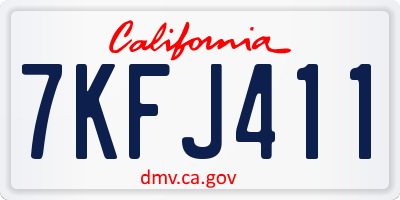 CA license plate 7KFJ411