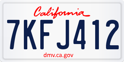 CA license plate 7KFJ412