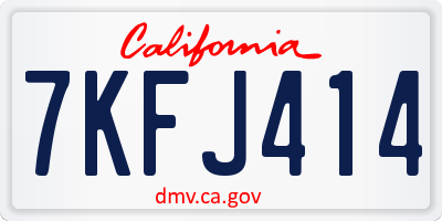 CA license plate 7KFJ414