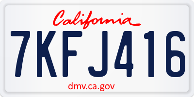 CA license plate 7KFJ416
