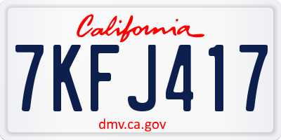 CA license plate 7KFJ417