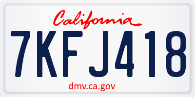 CA license plate 7KFJ418