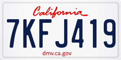 CA license plate 7KFJ419