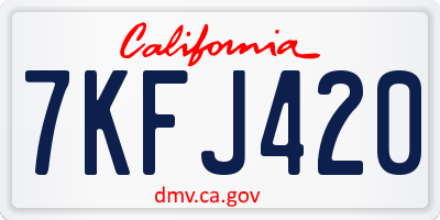 CA license plate 7KFJ420