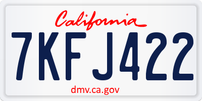 CA license plate 7KFJ422