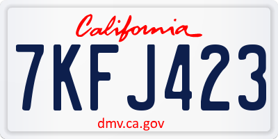 CA license plate 7KFJ423