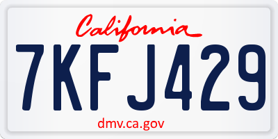 CA license plate 7KFJ429
