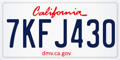 CA license plate 7KFJ430