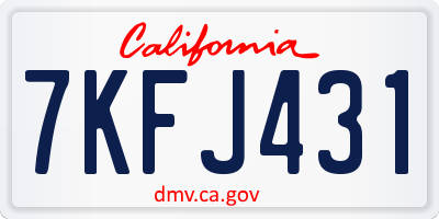 CA license plate 7KFJ431