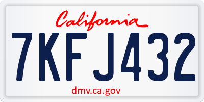 CA license plate 7KFJ432