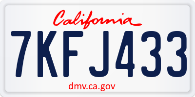 CA license plate 7KFJ433