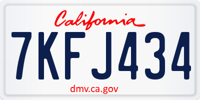 CA license plate 7KFJ434