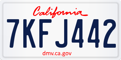 CA license plate 7KFJ442