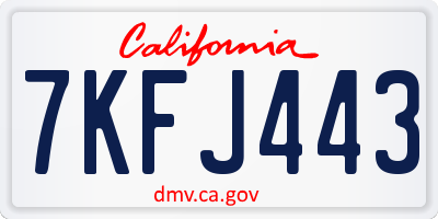 CA license plate 7KFJ443