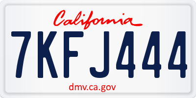 CA license plate 7KFJ444