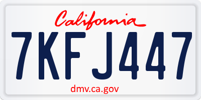 CA license plate 7KFJ447
