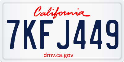 CA license plate 7KFJ449