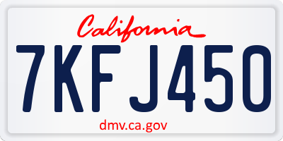 CA license plate 7KFJ450
