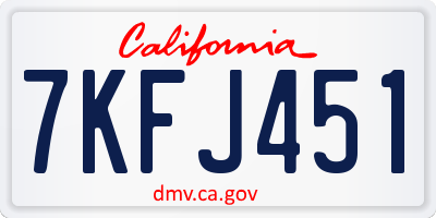 CA license plate 7KFJ451