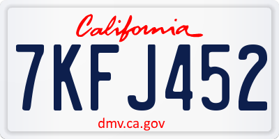 CA license plate 7KFJ452