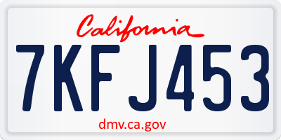 CA license plate 7KFJ453