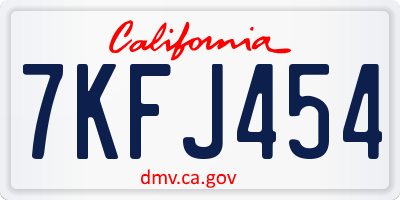 CA license plate 7KFJ454