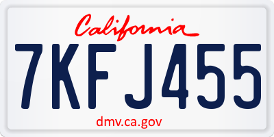 CA license plate 7KFJ455