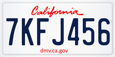 CA license plate 7KFJ456