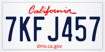 CA license plate 7KFJ457