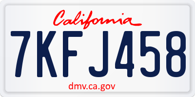 CA license plate 7KFJ458