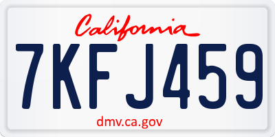 CA license plate 7KFJ459