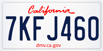 CA license plate 7KFJ460