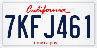 CA license plate 7KFJ461