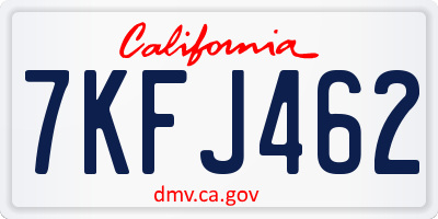 CA license plate 7KFJ462