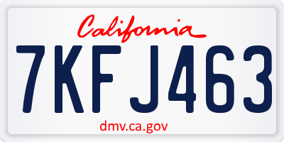 CA license plate 7KFJ463