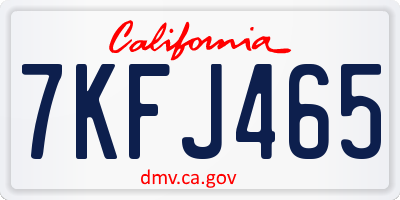 CA license plate 7KFJ465